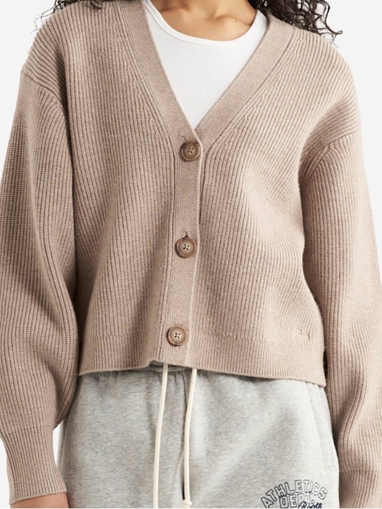 Roots Sweaters - Roots's Cozy V-Neck Button Front Women's Sweater Cardigan - Taupe